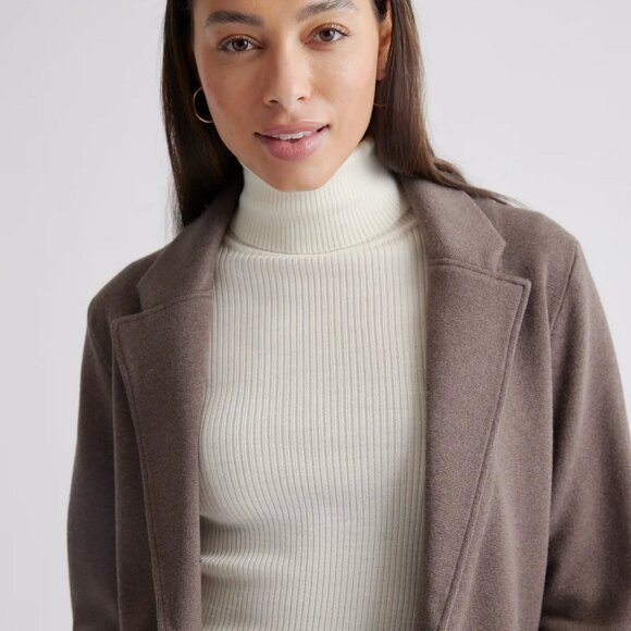 Quince 100% Organic Cotton Knit Blazer - Size S - Heather Brown - Picture 3 of 11